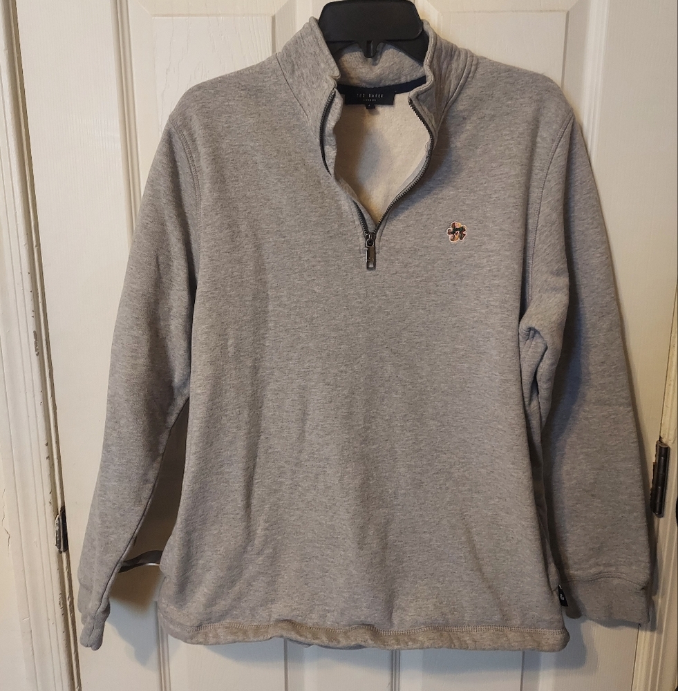 Ted Baker Men’s Gray Kilburn Half Zip Sweatshirt Sz L (4)